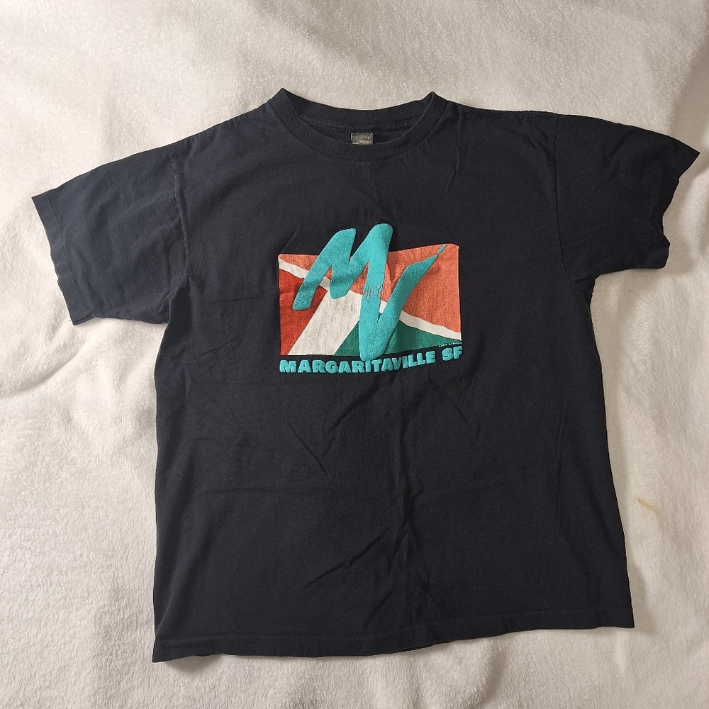 Vintage Margaritaville MV Square Graphic T-Shirt – Black USA Made Collectible